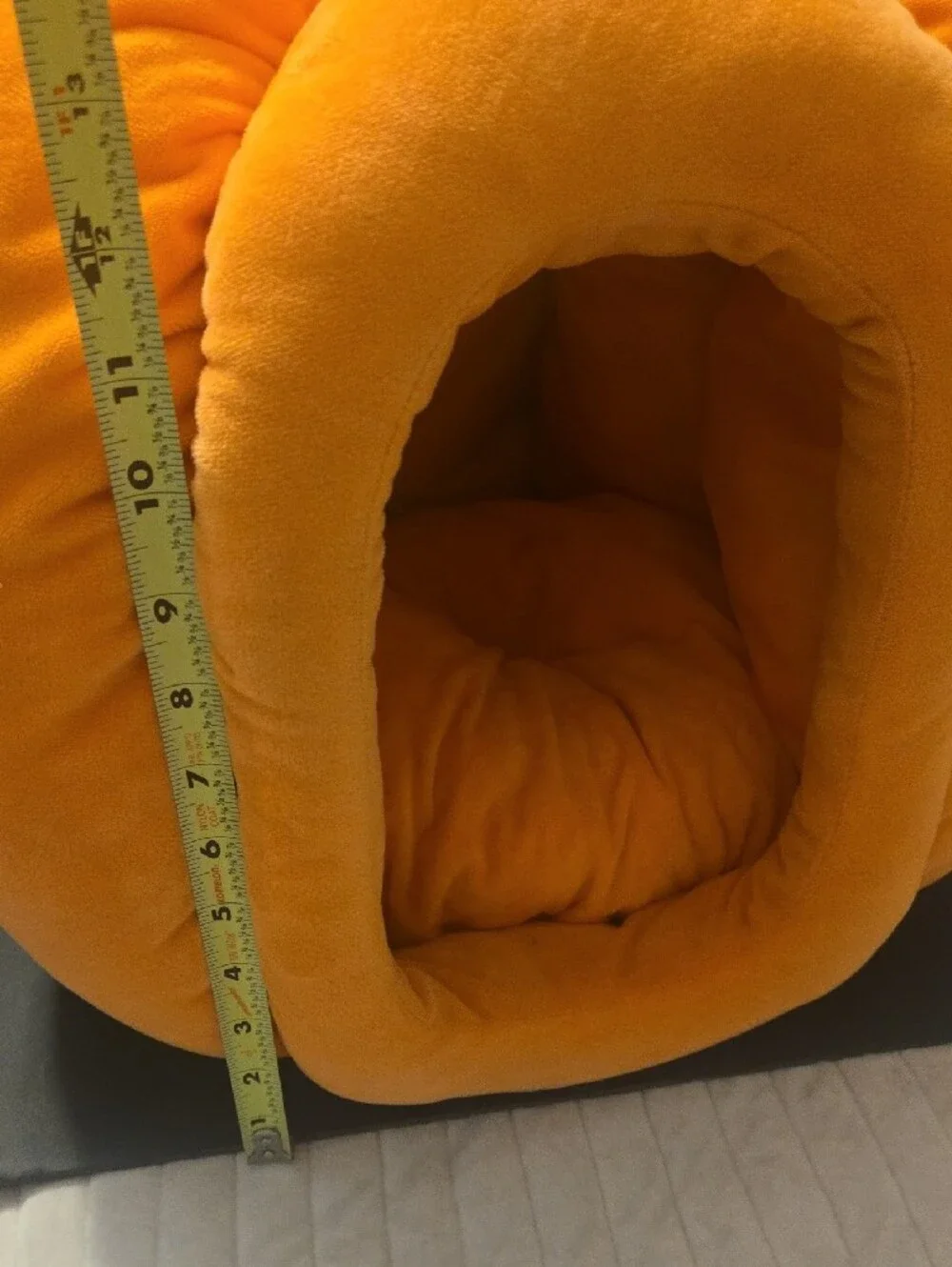 Plush Orange Pumpkin-Shaped Cat Bed With Removable Pillow.
